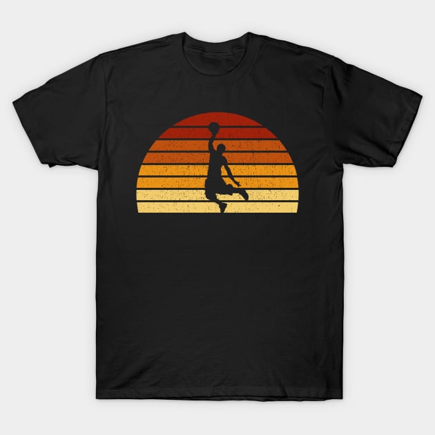 Vintage Sunset Basketball Gift For Basketball Players T-Shirt by OceanRadar